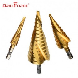 4-12, 4-20, 4-32mm HSS Step Drill Bits Set Spiral Grooved Center Core Hole Cutter Hex Drill Titanium Cone Drill Bit