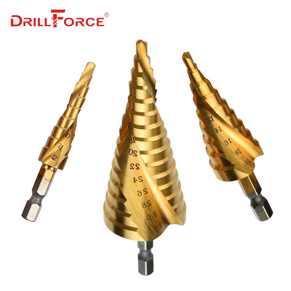 3X HSS Spiral Grooved Step Cone Drill Drills Bit 4-12 4-20 4-32mm Hole Cut ED